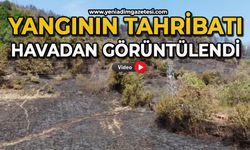 Yangının yol açtığı tahribat havadan görüntülendi