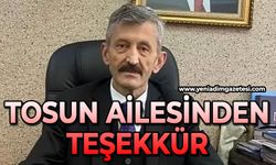 Tosun Ailesinden teşekkür