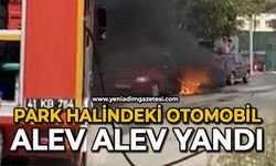 Park halindeki iki otomobil alev alev yandı