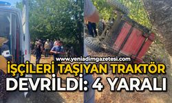 İşçileri taşıyan traktör devrildi: 4 yaralı