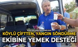 Köylü çiftten yangın söndürme ekiplerine yemek desteği
