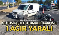 Hafif ticari araç ile motosikletin karıştığı kazada 1 kişi ağır yaralandı