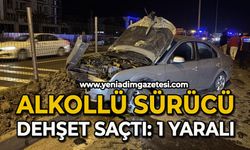 Alkollü sürücü elektrik direğine çarptı: 1 yaralı