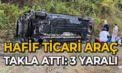 Hafif ticari araç takla attı: 3 yaralı