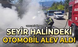 Seyir halindeki otomobil alev aldı