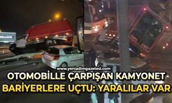 Otomobille çarpışan kamyonet bariyerlere uçtu: Yaralılar var