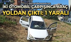 İki otomobil çarpışınca araç yoldan çıktı: 1 yaralı