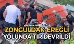 Zonguldak-Ereğli kara yolunda tır devrildi: 1 yaralı