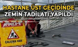 Hastane üst geçidinde zemin tadilatı yapıldı