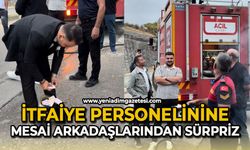 İtfaiye personelinin düğün konvoyuna mesai arkadaşlarından sürpriz
