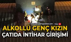 Alkollü genç kız çatıya çıktı