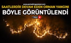 Saatlerdir devam eden orman yangını böyle görüntülendi