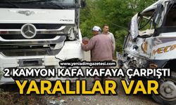 İki kamyon kafa kafaya çarpıştı: 2 yaralı