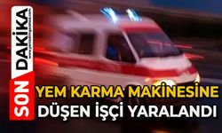 Yem karma tankına düşen işçi yaralandı
