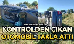 Kontrolden çıkan otomobil takla attı
