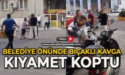 Belediye önünde bıçaklı kavga: Kıyamet koptu