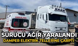 Kamyonun damperi elektrik tellerine çarptı