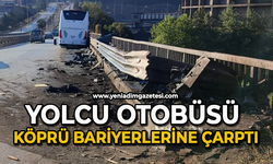 Yolcu otobüsü köprü bariyerlerine çarptı