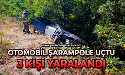 Şarampole uçan otomobildeki 3 kişi yaralandı