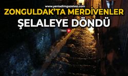 Zonguldak’ta merdivenler şelaleye döndü