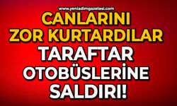 Canlarını zor kurtardılar: Taraftar otobüslerine saldırı!