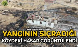 Orman yangının sıçradığı köydeki hasar görüntülendi