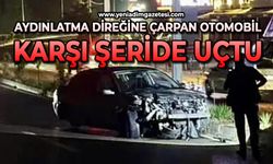 Korkunç kaza: Aydınlatma direğine çarptı karşı şeride yuvarlandı