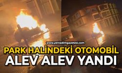 Otomobil park halinde alev alev yandı