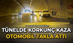 Tünelde korkunç kaza: Otomobil takla attı