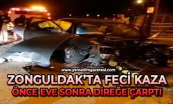 Direksiyon hakimiyetini kaybetti önce eve sonra direğe çarptı: 1’i ağır 3 yaralı