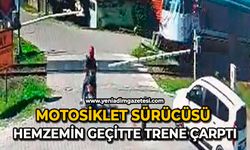Motosiklet sürücüsü hemzemin geçitte trene çarptı