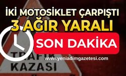 İki motosiklet kafa kafaya çarpıştı: 3 ağır yaralı