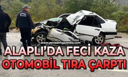 Alaplı’da feci kaza: Otomobil tıra çarptı