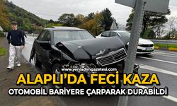 Alaplı’da feci kaza: Otomobil bariyere çarparak durabildi