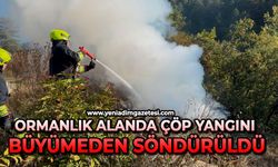 Ormanlık alanda çöp yangını büyümeden söndürüldü