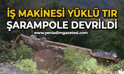 İş makinesi yüklü tır şarampole devrildi: 1 yaralı