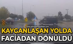 Yağışlı havada kaza ucuz atlatıldı