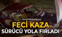 Feci kaza: Sürücü yola fırladı, araç ters döndü