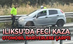 Ilıksu'da kaza: Araç bariyerlere çarptı