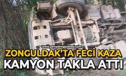 Zonguldak’ta feci kaza: Kamyon takla attı