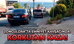 Emniyet kavşağında korkutan kaza!
