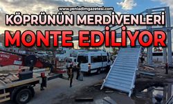 Köprünün merdivenleri monte ediliyor