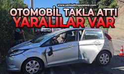 Otomobil takla attı; anne ve çocuğu yaralandı