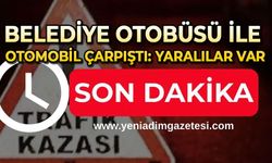 Belediye otobüsü ile otomobil çarpıştı: Yaralılar var
