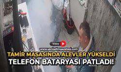 Tamir masasında alevler yükseldi: Telefon bataryası patladı!