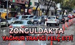 Zonguldak’ta yağmur trafiği felç etti