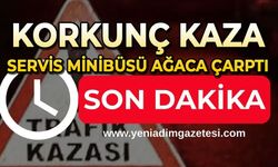 Feci kaza: Servis minibüsü ağaca çarptı