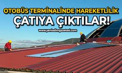 Otobüs terminalinde hareketlilik: Çatıya çıktılar!