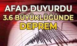 3.6 büyüklüğünde deprem meydana geldi