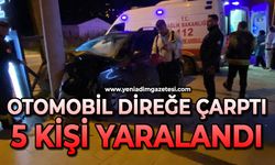 Otomobil direğe çarptı: 5 yaralı